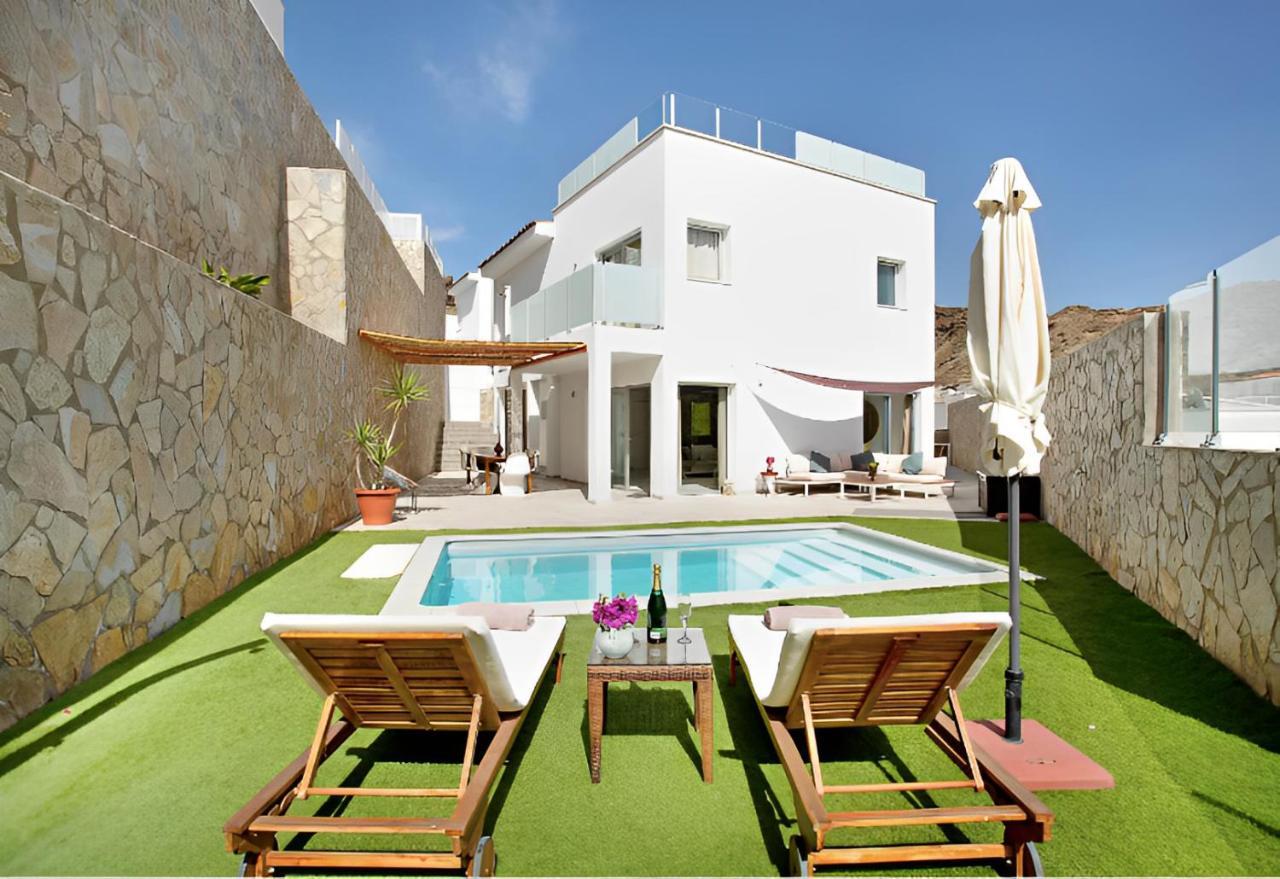 Dream Villa With Heated Pool, Rooftop & Ocean Views Mogán Exterior foto