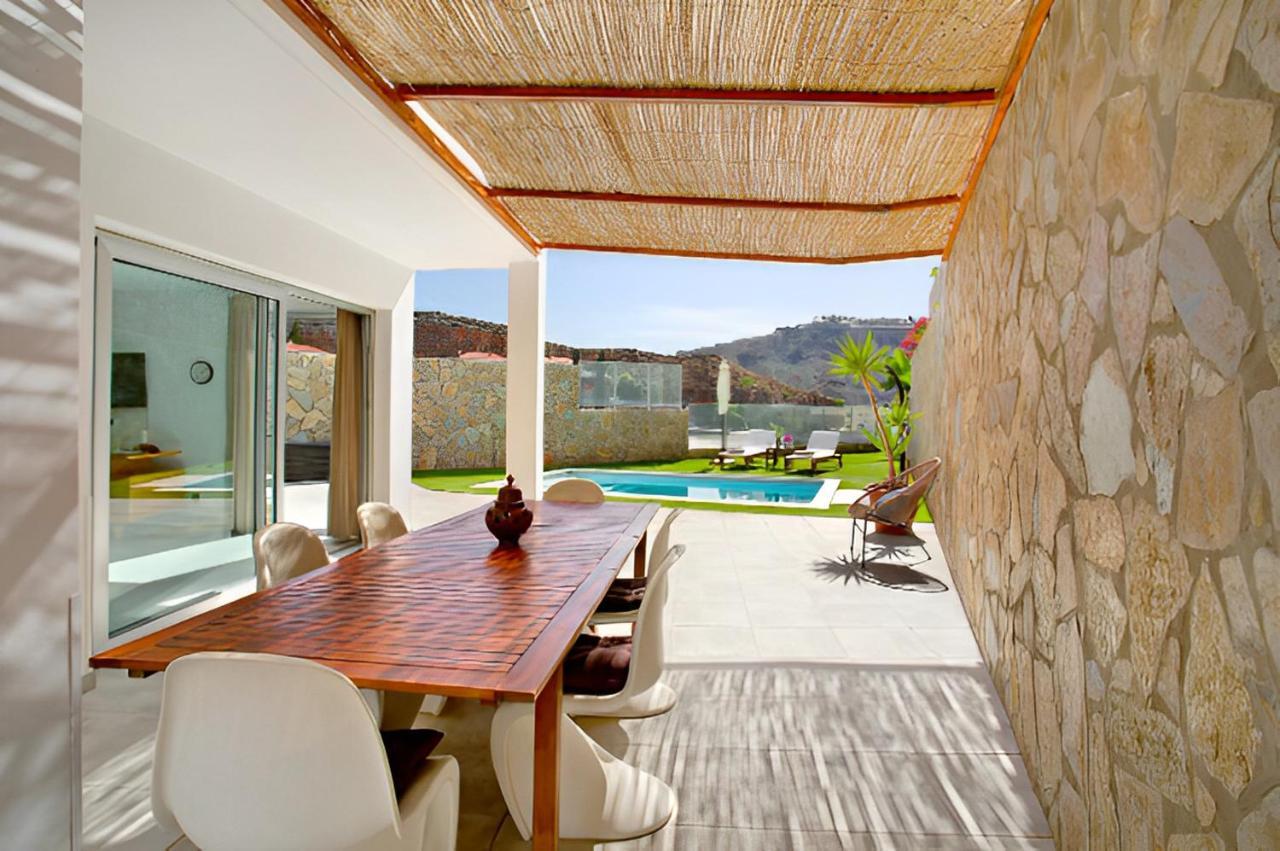 Dream Villa With Heated Pool, Rooftop & Ocean Views Mogán Exterior foto