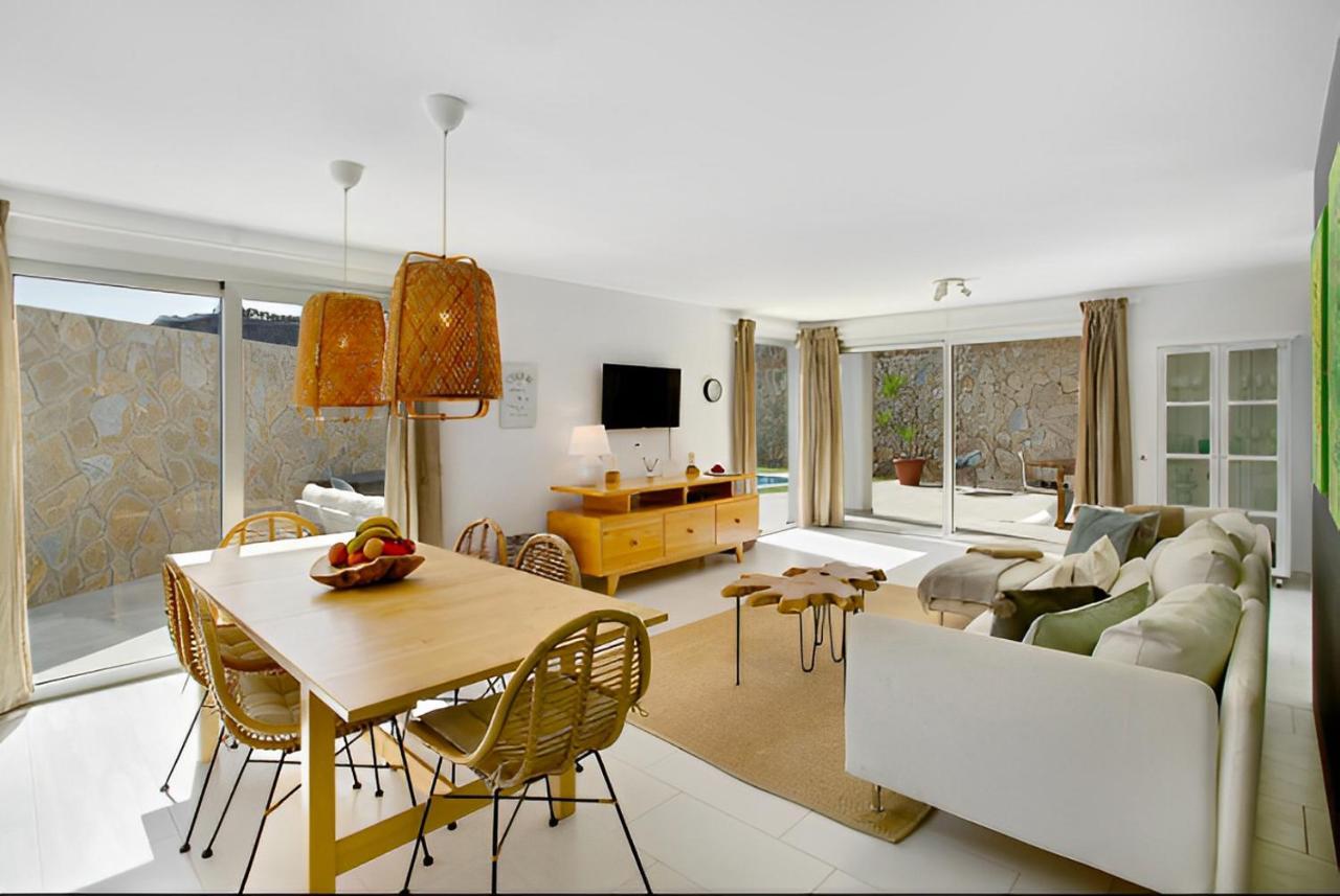 Dream Villa With Heated Pool, Rooftop & Ocean Views Mogán Exterior foto