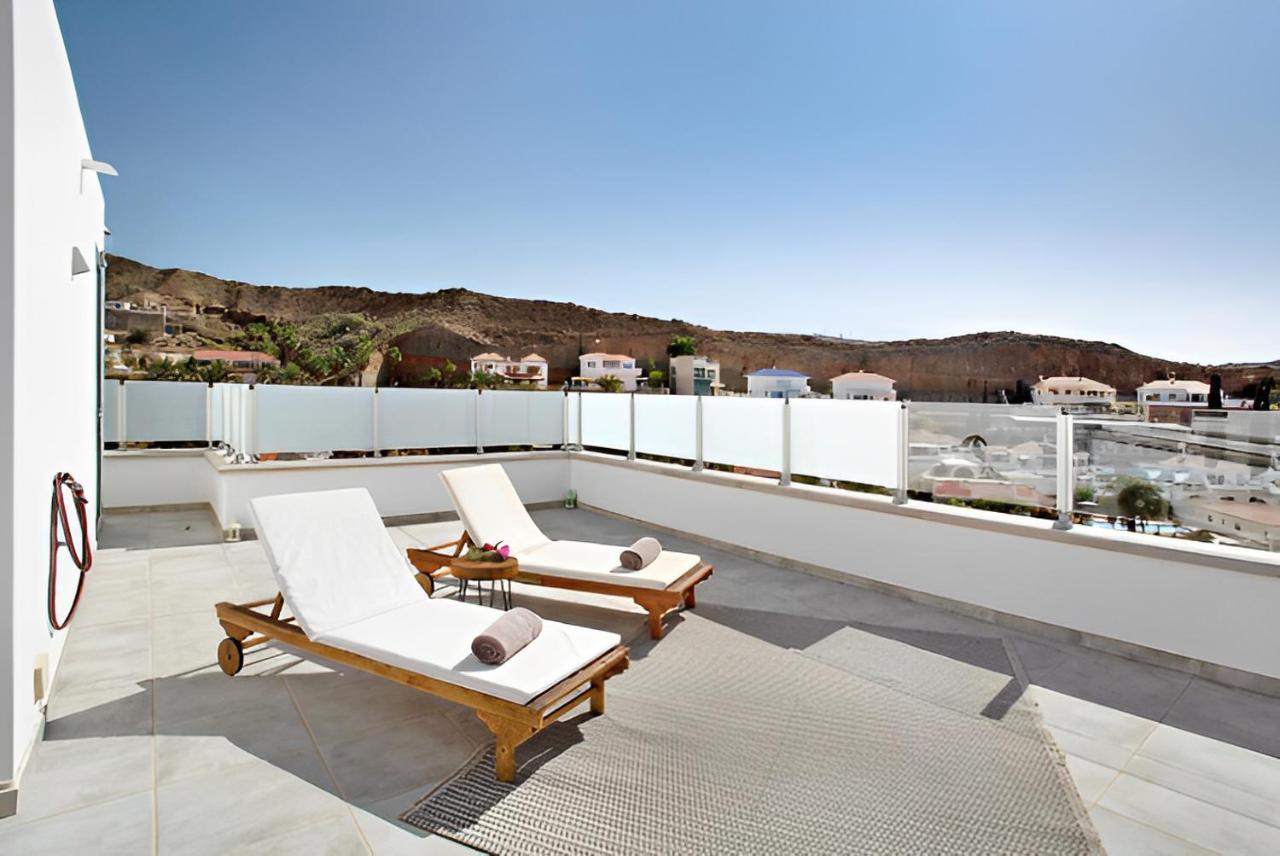 Dream Villa With Heated Pool, Rooftop & Ocean Views Mogán Exterior foto